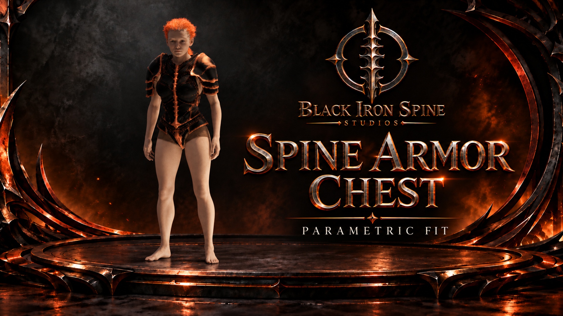 Spine Chest Armor promotional Fab cover; host characters and scenery are excluded