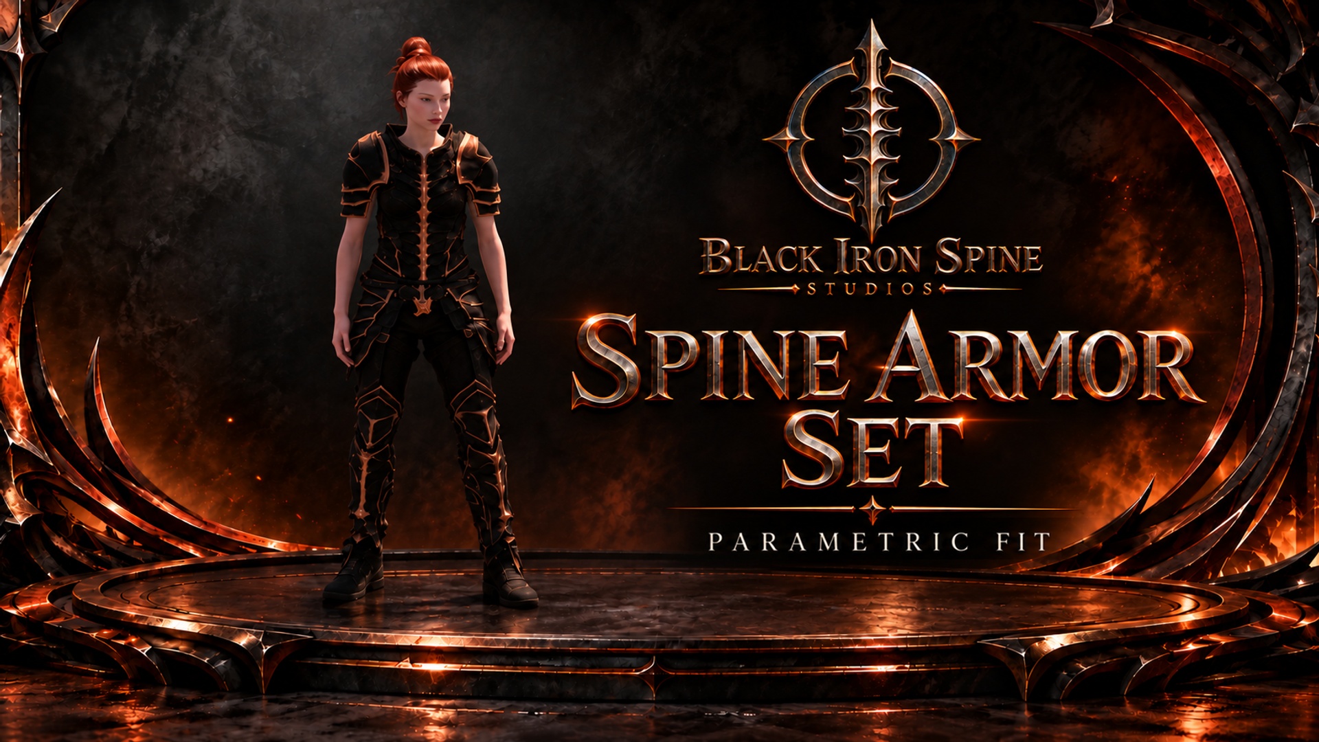 Spine Armor Set promotional Fab cover; host characters and scenery are excluded