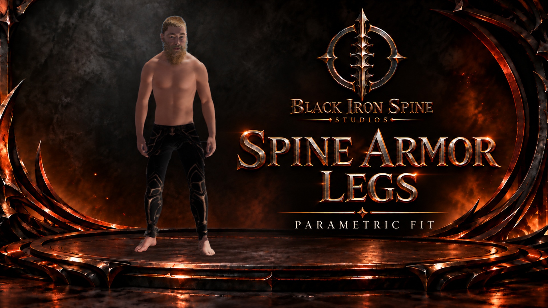 Spine Leg Armor promotional Fab cover; host characters and scenery are excluded